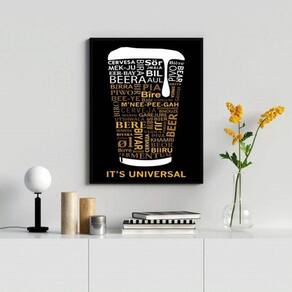 Quadro Decorativo Cerveja Universal 45x34cm - Madeira Branca
