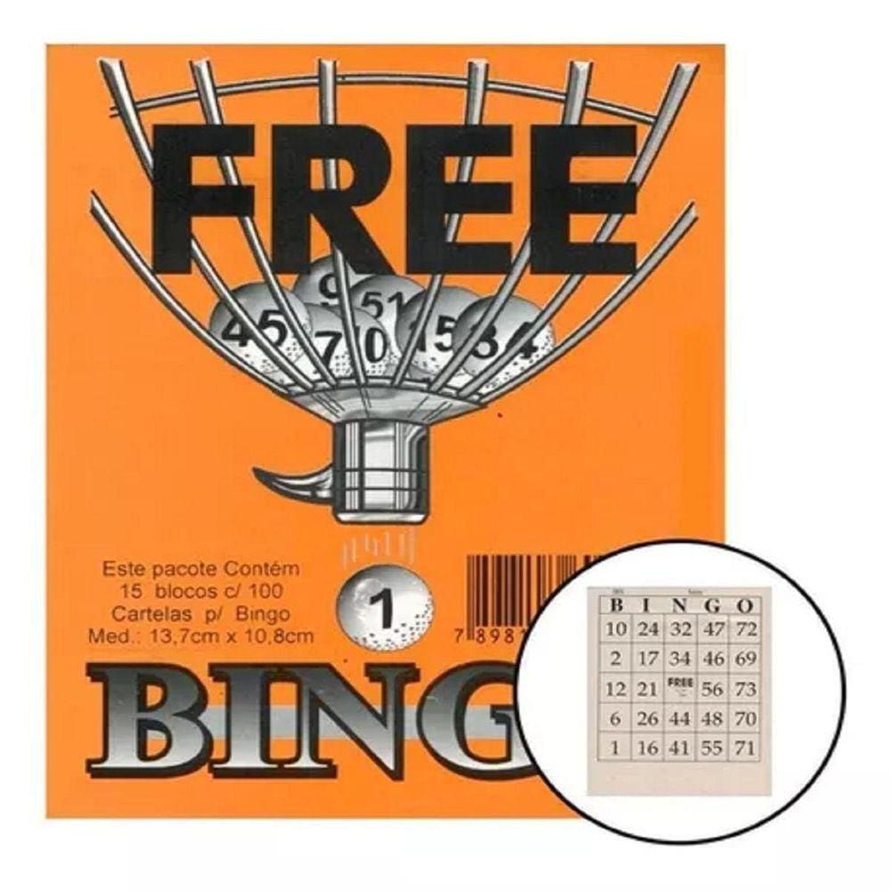 Cartela Bingo 3 Blocos 100 Folhas Total 300 Fls. 11X10Cm