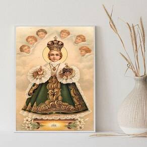 Quadro Decorativo Menino Jesus De Praga 45X34Cm - Com Vidro