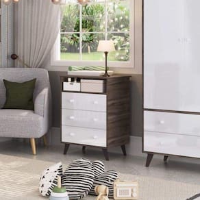 Cômoda Infantil 3 Gavetas Retrô 2041 Móveis Percasa Branco / Marrom