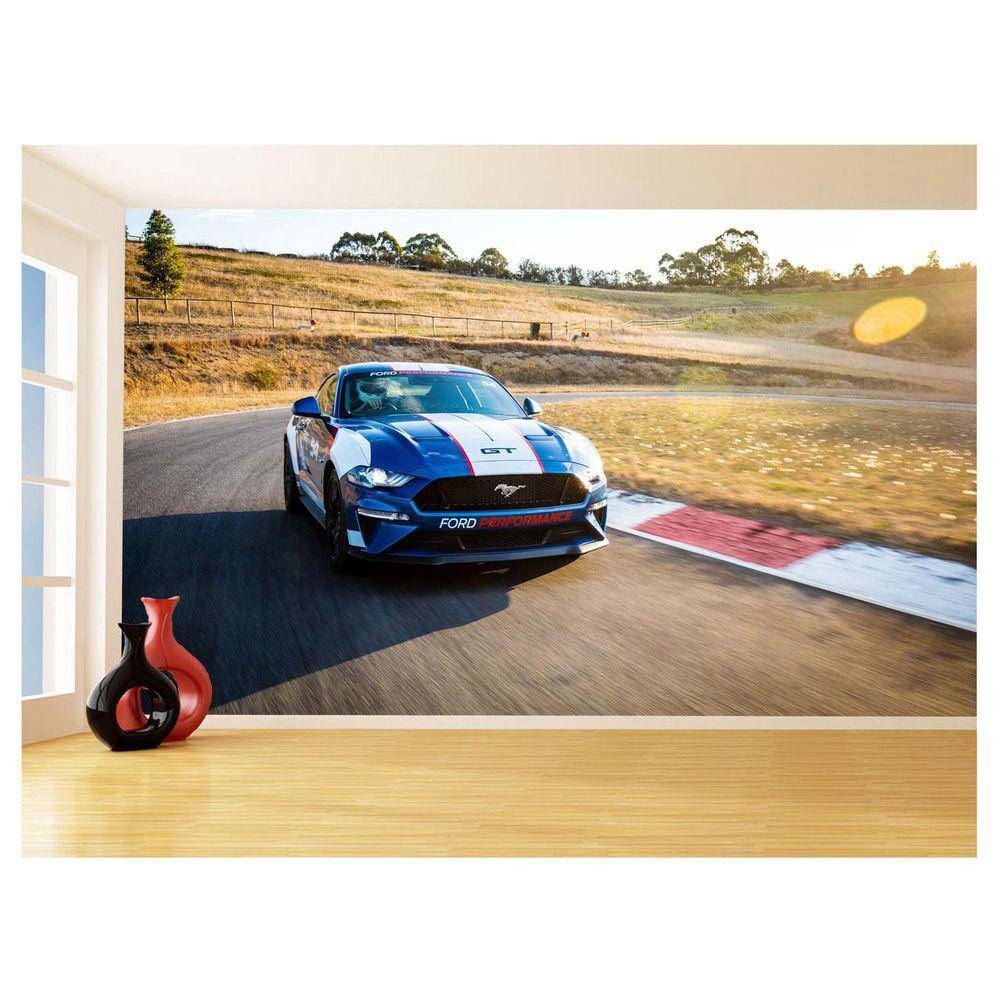Papel De Parede 3D Carro Ford Mustang Gt Pista 3,5M Car72