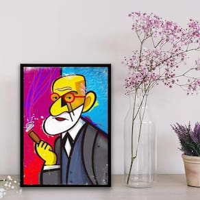 Quadro Decorativo Caricatura Freud 33X24Cm - Vidro Branca