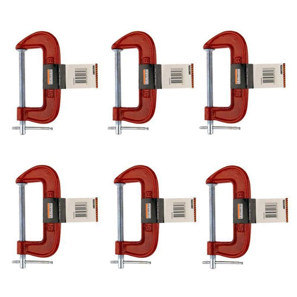 Kit 6 Grampos Tipo C Marceneiro Leve 3 Polegadas Starfer