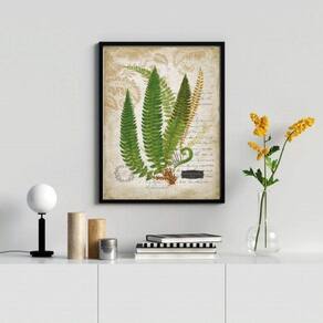 Quadro Decorativo Vintage Botânica 33x24cm - Moldura Madeira Preta