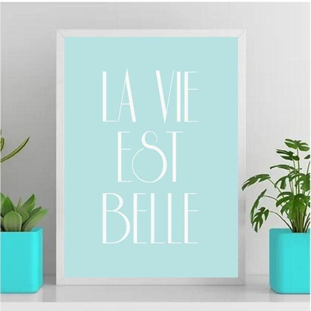 Quadro La Vie Est Belle 24X18Cm - Vidro Preta