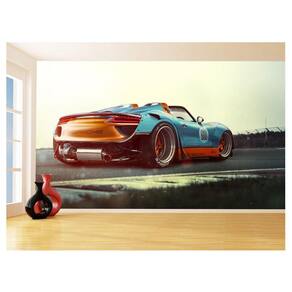 Papel De Parede Carro 918 Pista Azul Supercar 3,5M Car323
