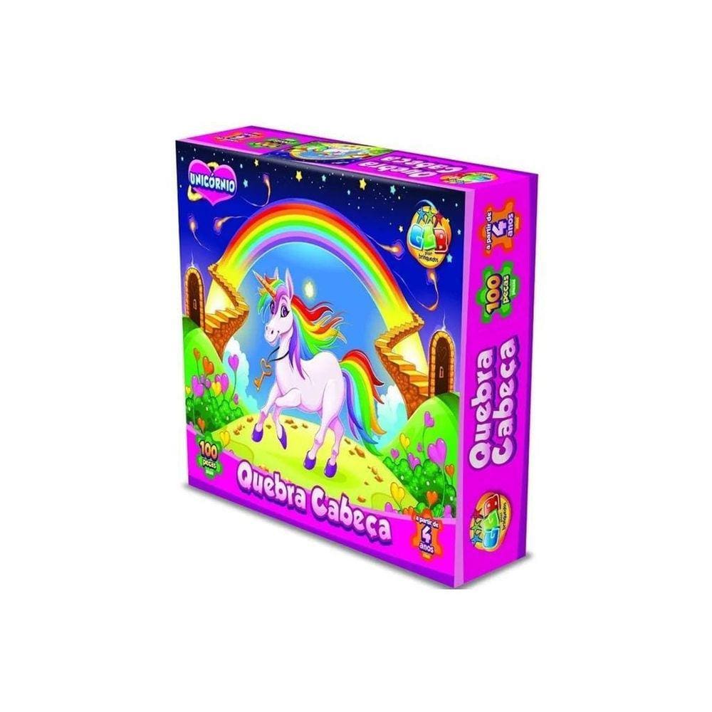Brinquedo Quebra Cabeça 100Pçs Unicornio Ggb