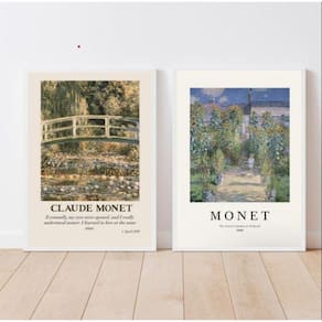 Kit 2 Quadros Monet 24x18cm - Vidro e Moldura Preta