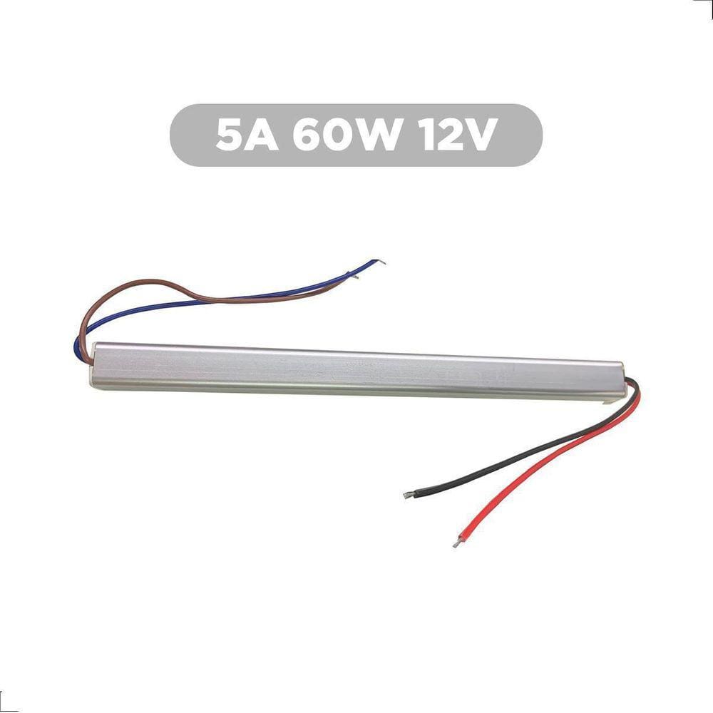 Fonte Slim Ultra Fino Driver 12V 5A 60W Para Perfil Fita Led