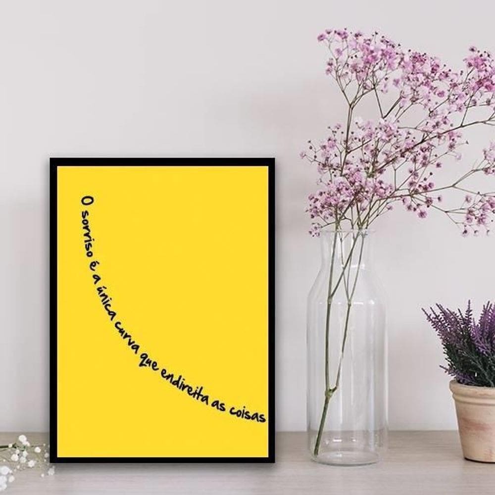 Quadro Sorriso Curva Que Endireita As Coisas 24X18Cm Vidro Branca