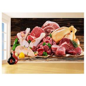 Papel De Parede 3D Alimentos Carnes Embutidos 3,5M Al487