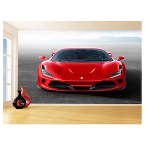 Papel De Parede 3D Carro Ferrari Vermelha Pista 3,5M Car128