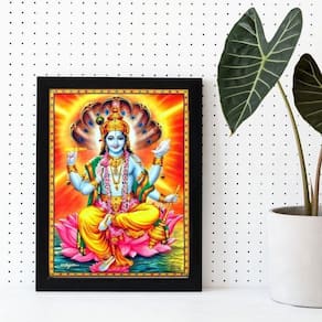 Quadro Decorativo Vishnu 45x34cm - Madeira Preta com Vidro