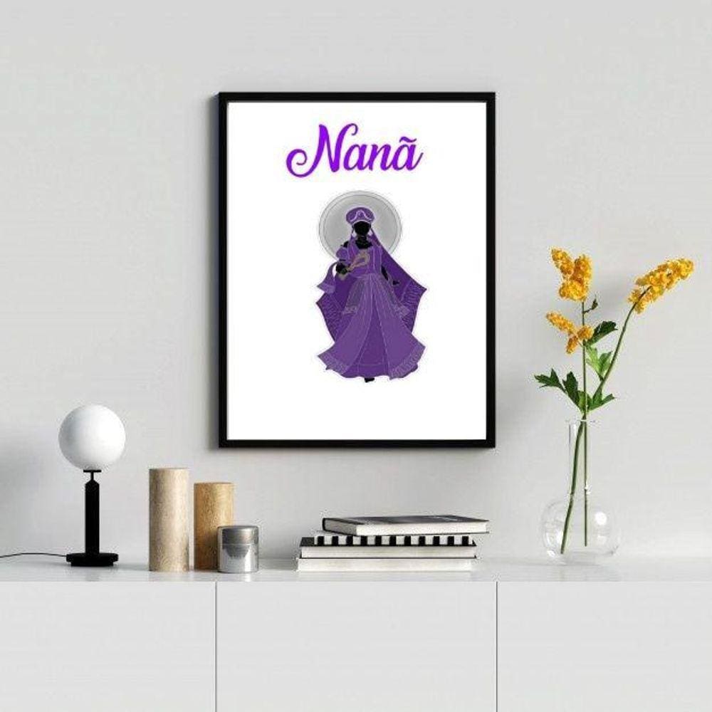 Quadro Orixá Nanã Buruquê 45x34cm - Vidro e Moldura Preta