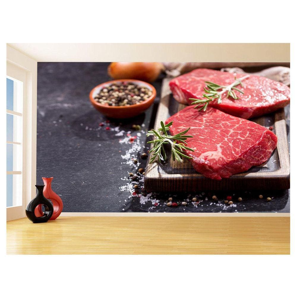 Papel De Parede Alimentos Carne Churrasco Bife 3,5M Al294