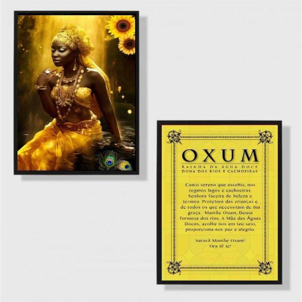 Kit 2 Quadros Decorativos Oxum 45X34Cm - Com Vidro Preta