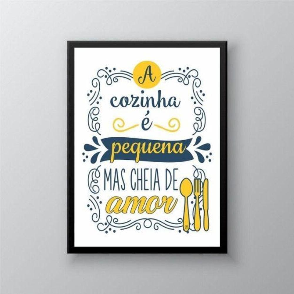 Quadro Cozinha Pequena Amarelo E Azul 45X34Cm