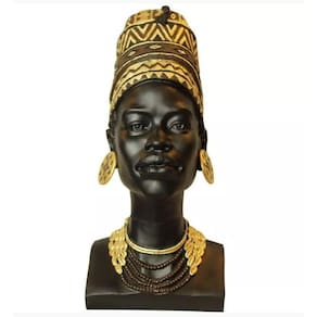 Estatueta Mulher Africana Poliresina 44x19,5x26,5cm