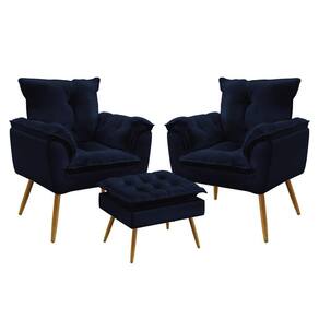 2 Poltronas Opala e Puff Lunar Veludo Aradecor