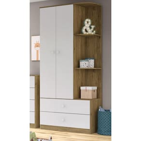 Guarda Roupa de Bebê 2 Portas Sonho Encantado Rústico/Branco