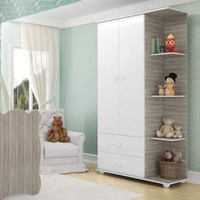 Guarda Roupa Infantil Cantoneira 2 Portas Branco/Fresno