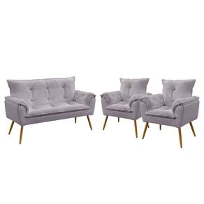 Poltrona Namoradeira e 2 Poltronas Opala Veludo Aradecor