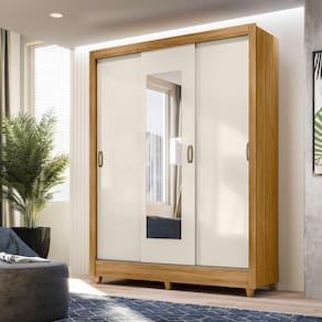 Guarda Roupa Casal 3 portas deslizante com espelho Bolivia