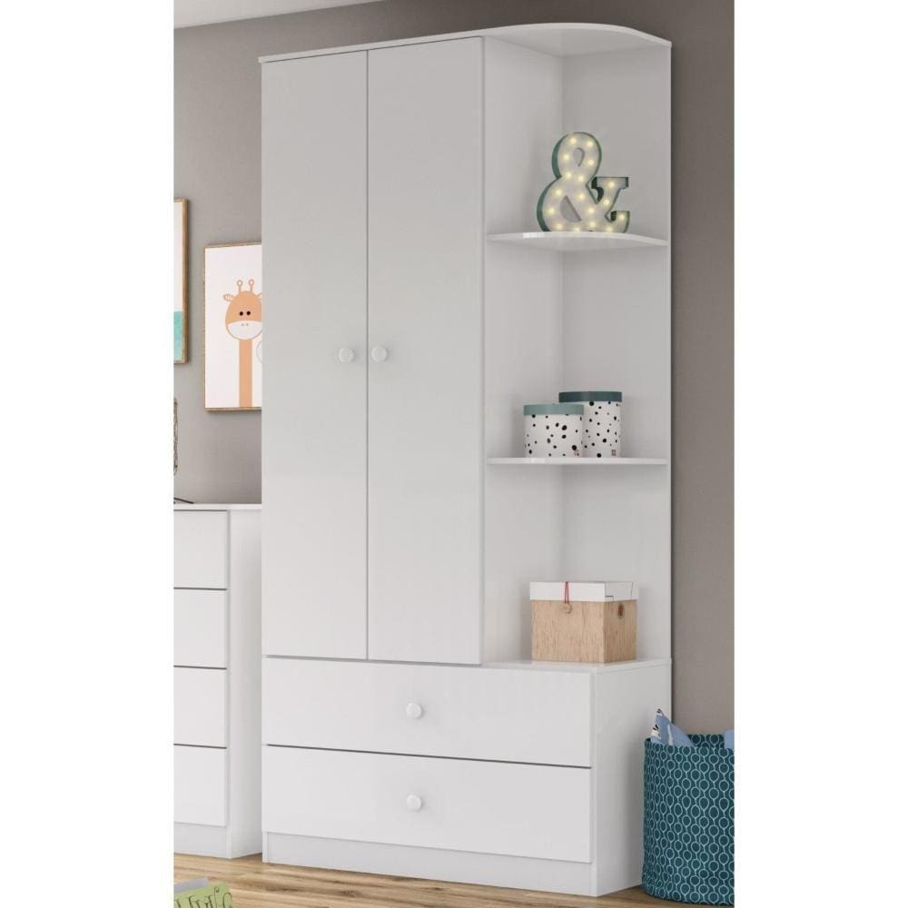 Guarda Roupa de Bebê 2 Portas Sonho Encantado Rústico/Branco