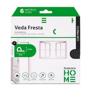 Veda Fresta Preto Modelo P Autoadesivo - 6 Metros Stamaco