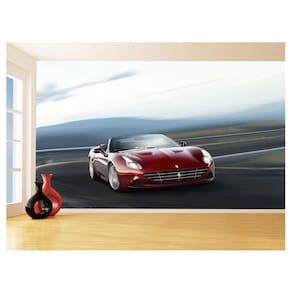 Papel De Parede 3D Carro Ferrari Vermelha Pista 3,5M Car120
