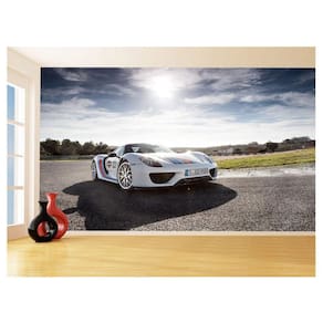 Papel De Parede 3D Carro Porsche 918 Pista Rua 3,5M Car329