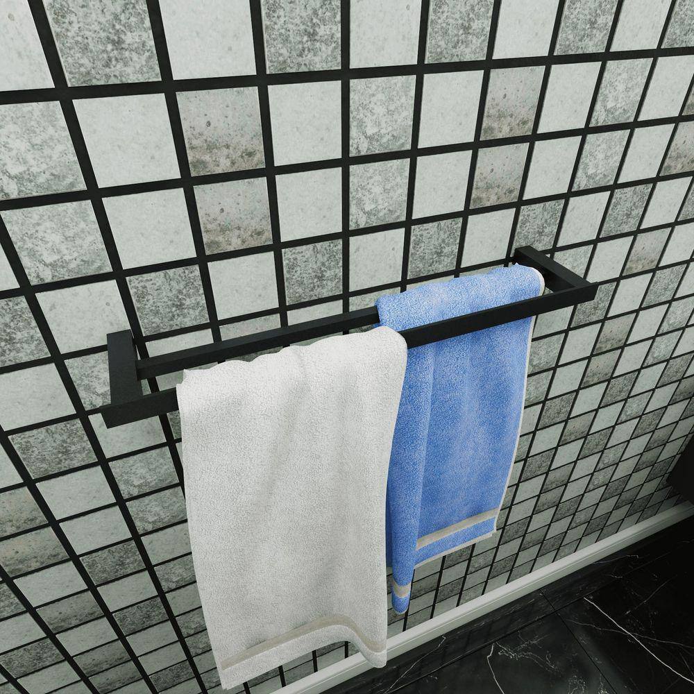 Porta Toalha Luxo Preto Fosco 67cm | Alumínio