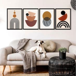 Quadros sala minimalistas marrom 33x24cm - c/ vidro