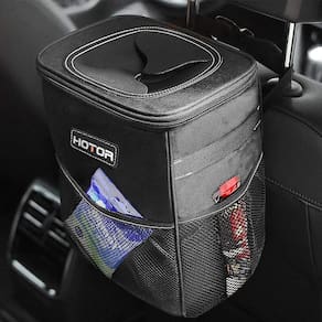 Lixeira de carro HOTOR com tampa e bolsos de armazenamento de 2 galões
