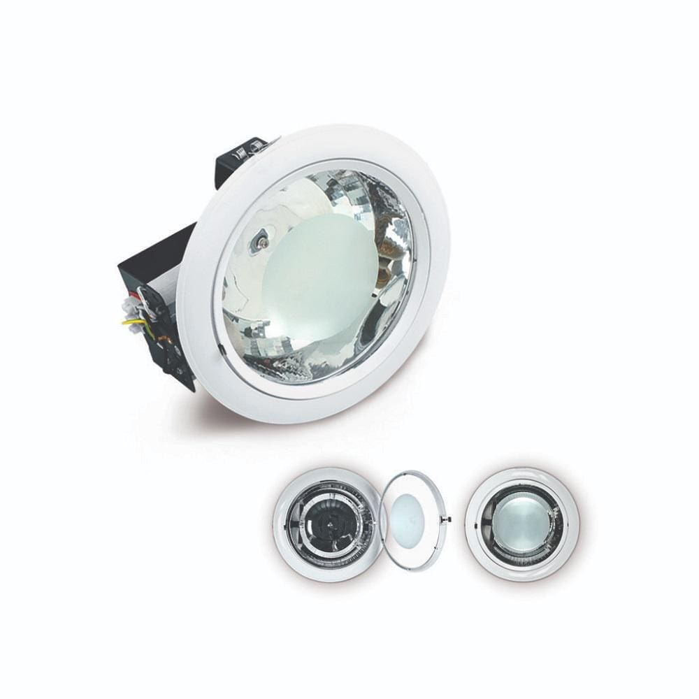 Spot De Embutir Redondo De Vidro Para 2 Lâmpadas 230Mm