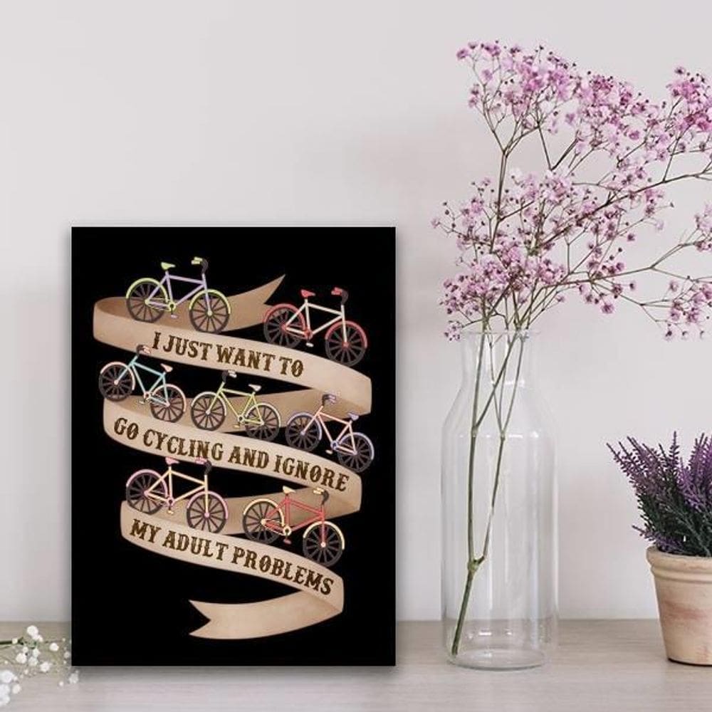 Quadro Pedalar Esquecer Os Problemas 33X24Cm Vidro Branca