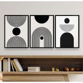 Kit 3 Quadros Abstratos Matisse 45x34cm - Vidro e Preta