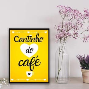 Quadro Cantinho Do Café Amarelo 24X18Cm Preta