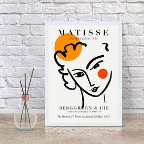 Quadro Matisse Minimalista Mulher 45x34cm - Madeira Branca