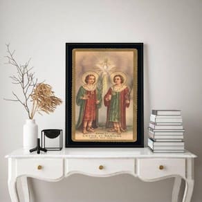 Quadro Decorativo Vintage São Cosme E Damião 33X24Cm