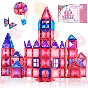 Blocos de construção magnéticos Zerxona Pink Toys para crianças de 3 a 8 anos