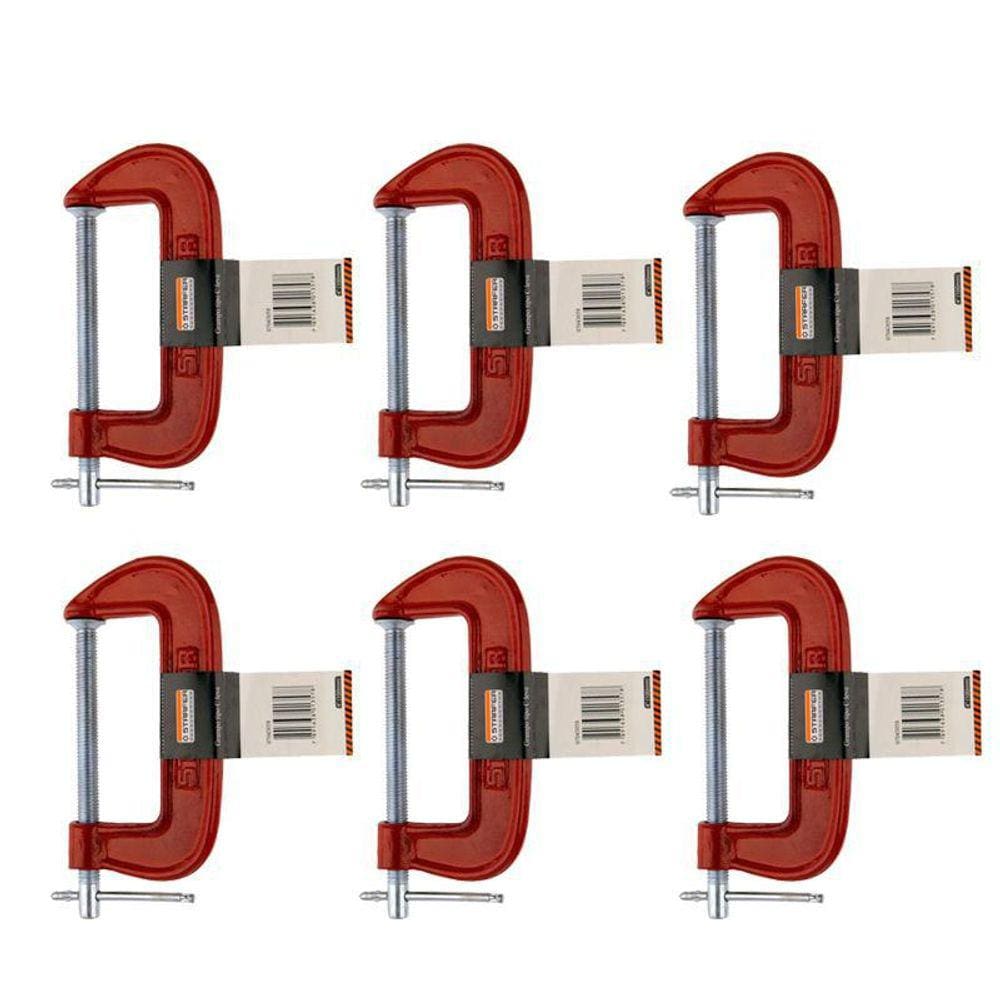 Kit 6 Grampos Tipo C Marceneiro Leve 4 Polegadas Starfer