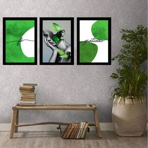Quadros Abstratos Verdes 45x34cm - com Vidro