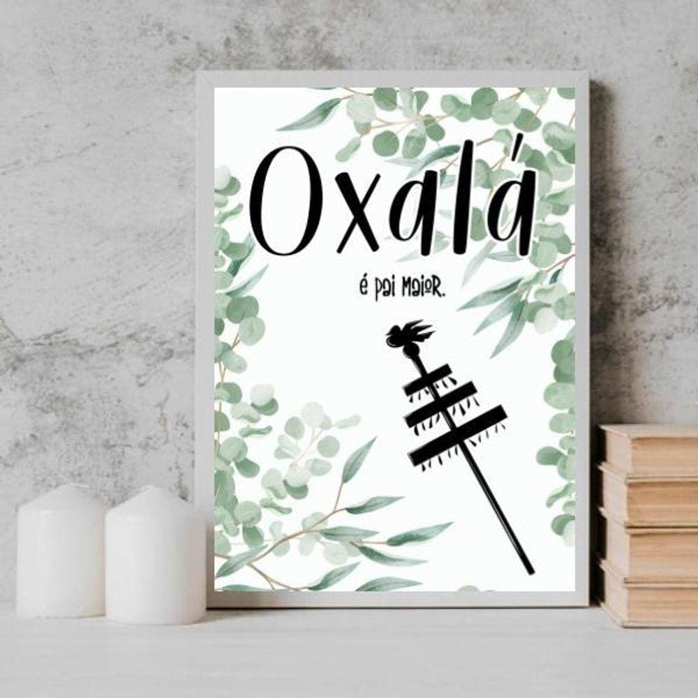 Quadro Oxalá É Pai Maior 24X18Cm - Com Vidro Branca