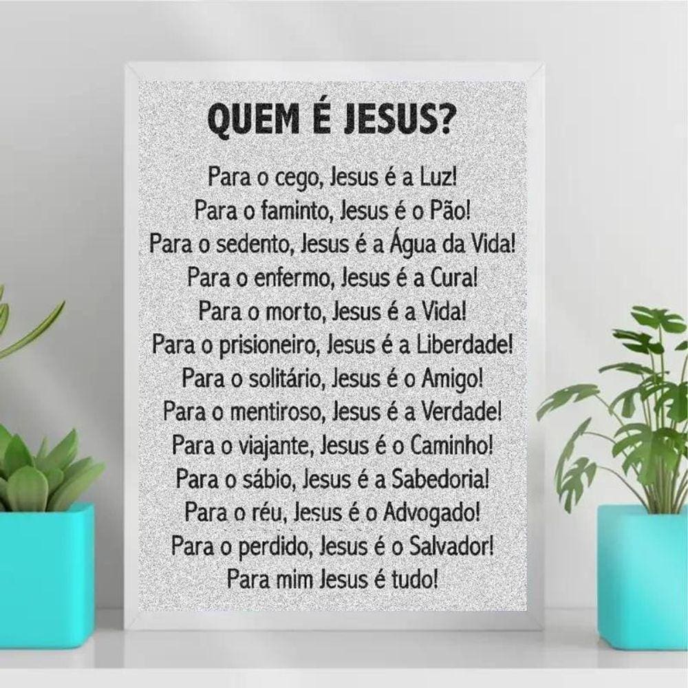 Quadro Decorativo Jesus 24x18cm - Madeira Branca