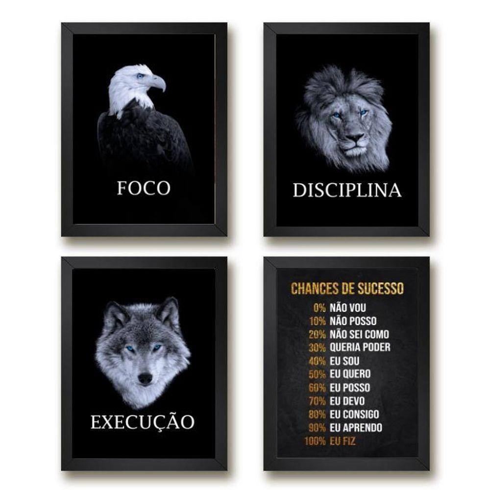 Kit 4 quadros motivacionais para empresa 24x18cm - com vidro