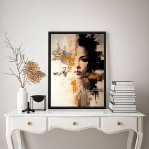 Quadro Metade Mulher Metade Abstrato 45X34Cm - Com Vidro