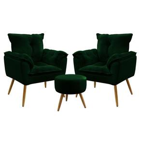 2 Poltronas Opala e Puff Solar Veludo Aradecor