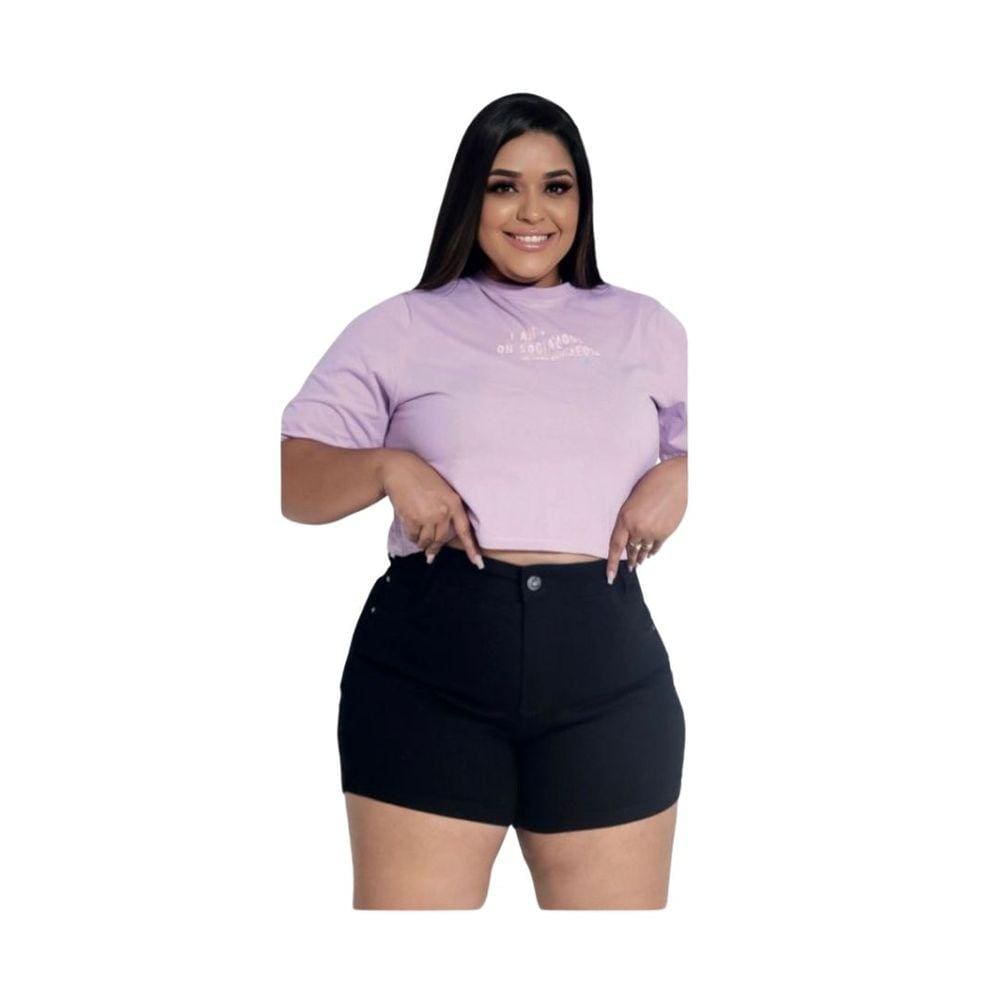 Shorts Plus Sizer Preto Estiloso - 340