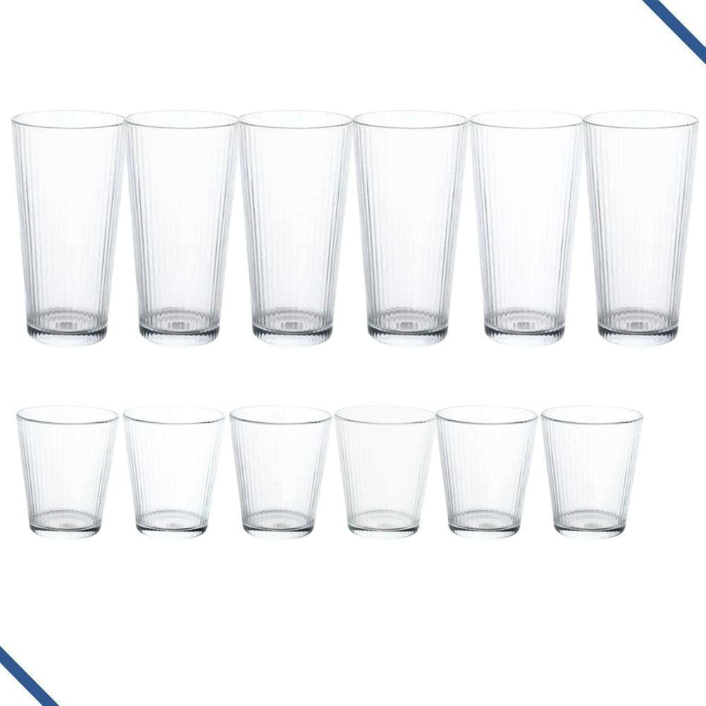 Conjunto de Copos de Vidro - 12 Peças